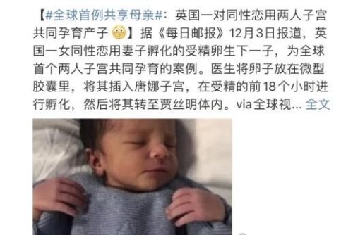 全球首例共享母亲，一对同性恋夫妇用两人的子宫共同孕育孩子