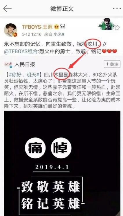 群星发文缅怀汶川 王源错转汶川微博(网友批判：只走形式不走心)