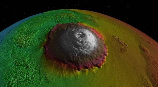 火星表面最高的火山 奥林帕斯火山高26公里(地球最高峰的3倍)