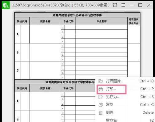 如何打印高考志愿表