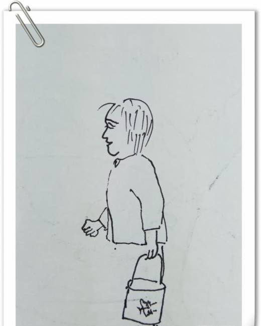 怎样画钢笔画“提桶走路”?