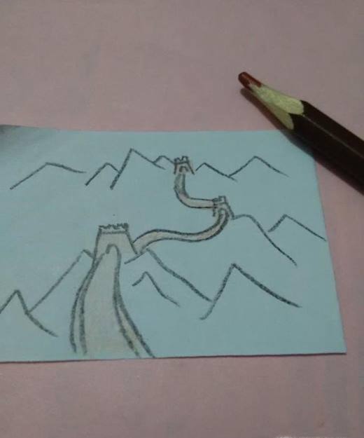 长城彩色简笔画怎么画