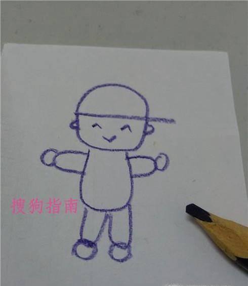 怎样画帽子男孩