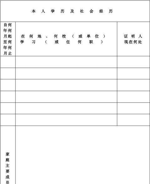 毕业生登记表填写范例
