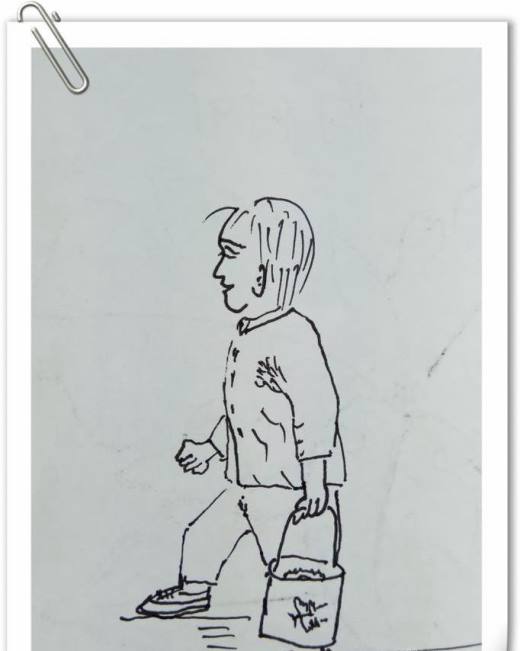 怎样画钢笔画“提桶走路”?