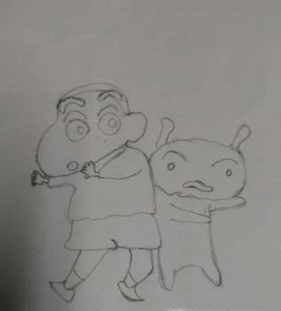 教你画蜡笔小新和他家的小白