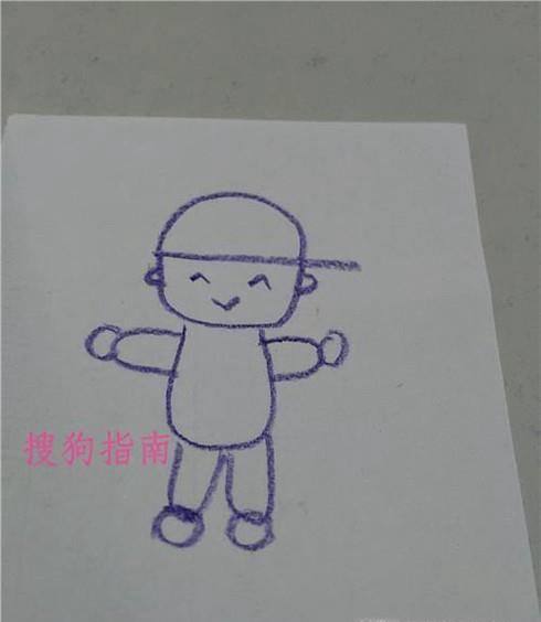 怎样画帽子男孩
