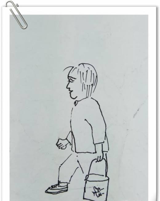 怎样画钢笔画“提桶走路”?