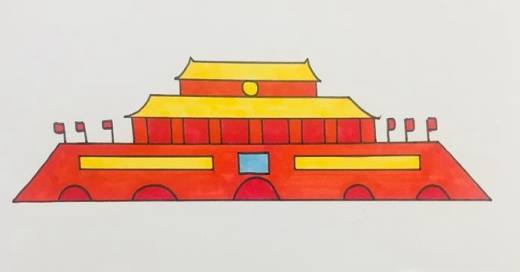 北京天安门怎么画涂色