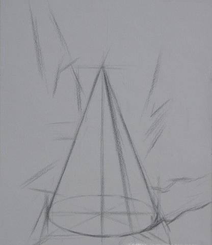 素描圆椎石膏几何体的画法